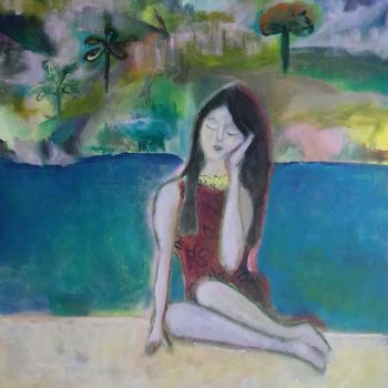 Painting titled "sur la plage abando…" by Caropeu, Original Artwork