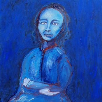 Painting titled "Bleu Louise Michel" by Caropeu, Original Artwork, Acrylic