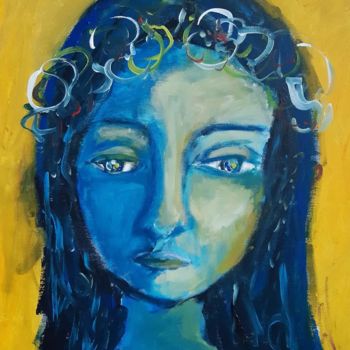 Peinture intitulée "Bleue Mosa" par Caropeu, Œuvre d'art originale, Acrylique