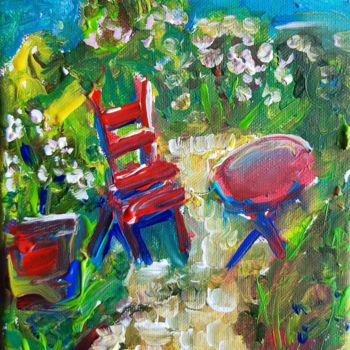 Painting titled "Jardin" by Caropeu, Original Artwork, Acrylic