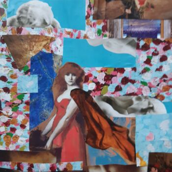 Collages intitulée "Braises" par Caropeu, Œuvre d'art originale, Collages Monté sur Plexiglas