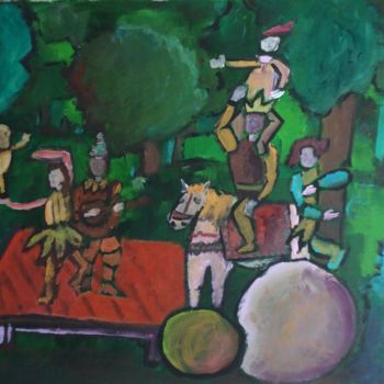 Peinture intitulée "Les saltimbanques" par Caropeu, Œuvre d'art originale, Acrylique