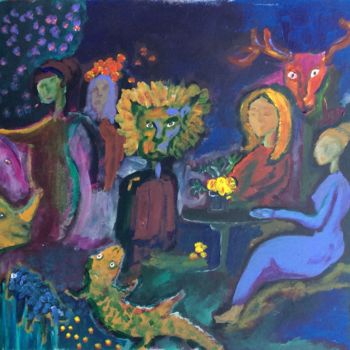 Painting titled "La nuit où Prince e…" by Caropeu, Original Artwork, Acrylic