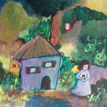 Картина под названием "Petite maison dans…" - Caropeu, Подлинное произведение искусства