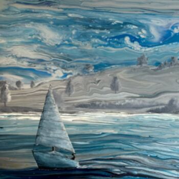 Malerei mit dem Titel "Bodensee" von Caropour, Original-Kunstwerk, Acryl
