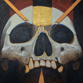 Painting titled "Skullusion VII" by Carraux, Original Artwork, Acrylic Mounted on Wood Stretcher frame