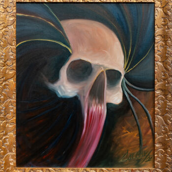 Malerei mit dem Titel "Skullusion VI" von Carraux, Original-Kunstwerk, Öl Auf Andere starre Platte montiert
