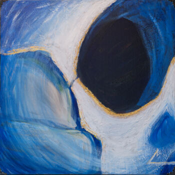 Painting titled "Blue I" by Carraux, Original Artwork, Acrylic Mounted on Wood Stretcher frame