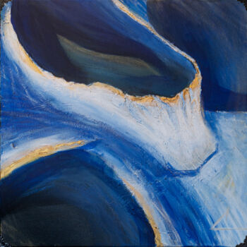 Painting titled "Blue II" by Carraux, Original Artwork, Acrylic Mounted on Wood Stretcher frame