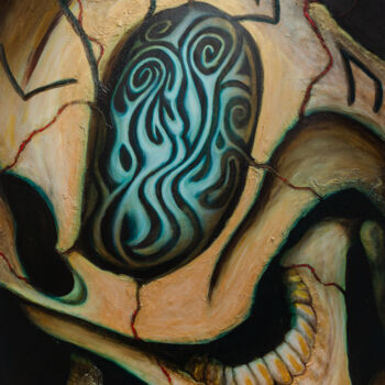 Pintura titulada "Skullusion IV" por Carraux, Obra de arte original, Oleo Montado en Bastidor de camilla de madera