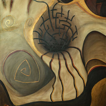 Картина под названием "Skullusion V" - Carraux, Подлинное произведение искусства, Акрил Установлен на Деревянная рама для но…