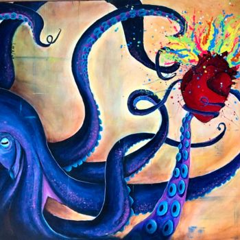 Pintura intitulada "Octopus" por Laëtitia Noël, Obras de arte originais, Acrílico Montado em Armação em madeira