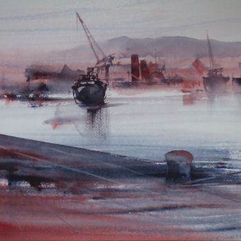 Peinture intitulée "Port de Sète" par Claude Carretta, Œuvre d'art originale, Aquarelle