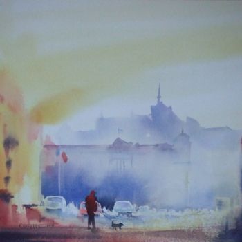 Painting titled "place-royale-2013-c…" by Claude Carretta, Original Artwork, Watercolor