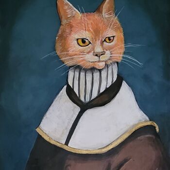 Pittura intitolato "Portrait of Cat D'm…" da Carrie Correa, Opera d'arte originale, Acrilico