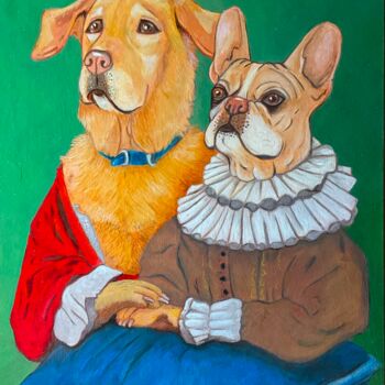 Painting titled "The Perfect Pair" by Carrie Correa, Original Artwork, Oil Mounted on Wood Stretcher frame