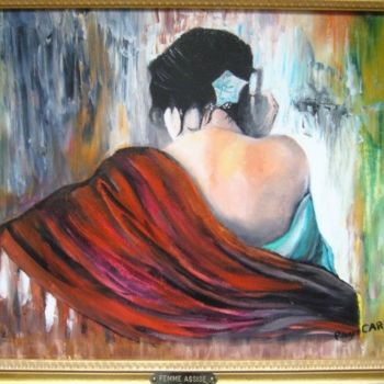 Painting titled "Femme assise" by Carro, Original Artwork, Oil