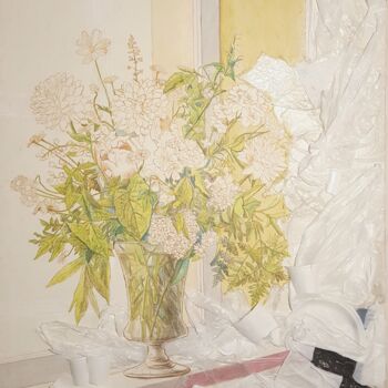Painting titled "still life (flowers…" by Cartasso, Original Artwork, Oil