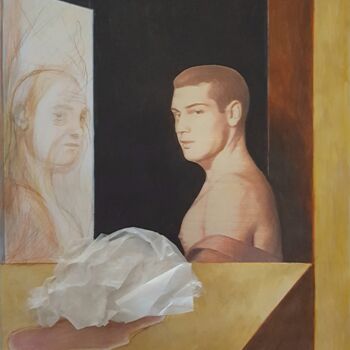 Pittura intitolato "study for a portrai…" da Cartasso, Opera d'arte originale, Acquarello