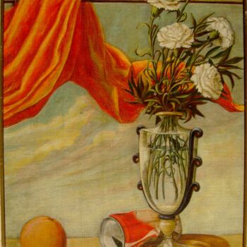 Pittura intitolato "natura-morta-garofa…" da Cartasso, Opera d'arte originale, Tempera