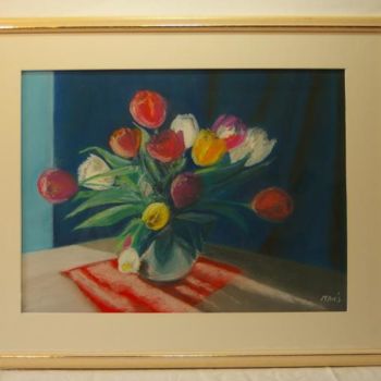 Painting titled "Quelques tulipes" by Mams, Original Artwork, Oil