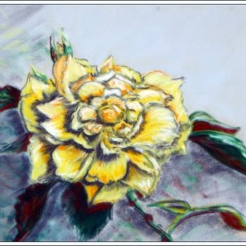 Painting titled "Une rose sur la nap…" by Mams, Original Artwork, Oil