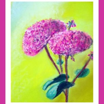 Painting titled "Hortensia" by Mams, Original Artwork, Oil