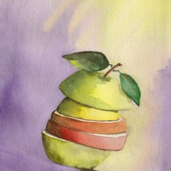 Peinture intitulée "Un fruit original" par Mams, Œuvre d'art originale, Huile