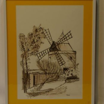 Painting titled "Le moulin à vent" by Mams, Original Artwork, Oil