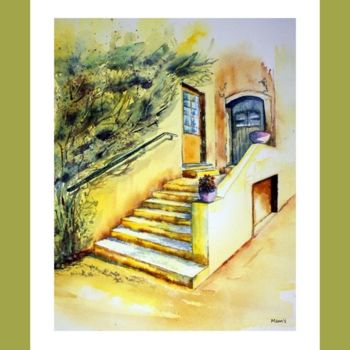 Painting titled "L'escalier" by Mams, Original Artwork, Oil
