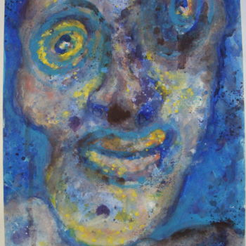 Peinture intitulée "tête bleue" par Loulou Carton, Œuvre d'art originale, Acrylique