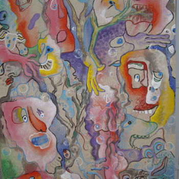 Peinture intitulée "bouillonnement" par Loulou Carton, Œuvre d'art originale, Acrylique