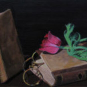 Painting titled "La lecture/ Reading" by Caryl, Original Artwork