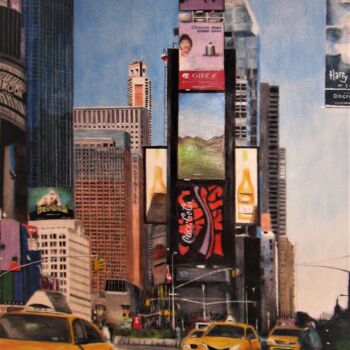 Dessin intitulée "New York (Times Squ…" par Patrick Casado, Œuvre d'art originale, Crayon