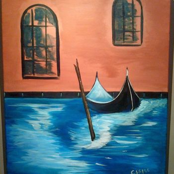 Ζωγραφική με τίτλο "Gondola al crepusco…" από Casal'Art, Αυθεντικά έργα τέχνης, Ακρυλικό