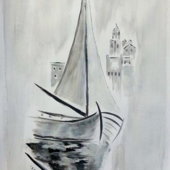Malerei mit dem Titel "Galère au repos" von Casal'Art, Original-Kunstwerk, Acryl