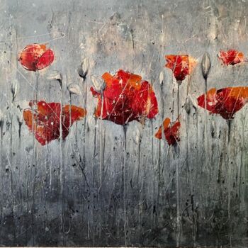 Painting titled "AMAPOLAS" by Patricia Casanova, Original Artwork, Oil