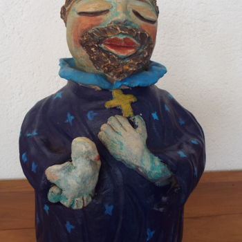 Sculpture titled "São Francisco em Ma…" by Casa Tuia, Original Artwork, Ceramics