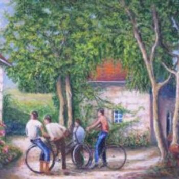 Peinture intitulée "les vélos" par Casc-Art, Œuvre d'art originale