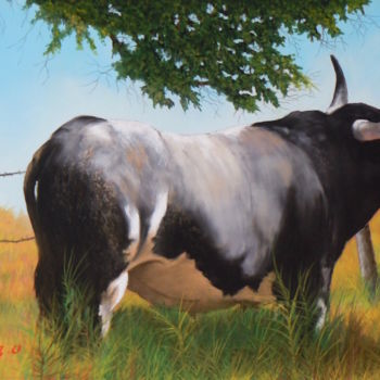 Painting titled "TORO CAMPO" by Casez, Original Artwork, Pastel