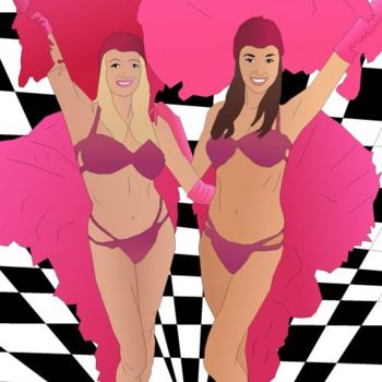 Digital Arts titled "Las Vegas Showgirls" by Casino Artist, Original Artwork, Digital Painting
