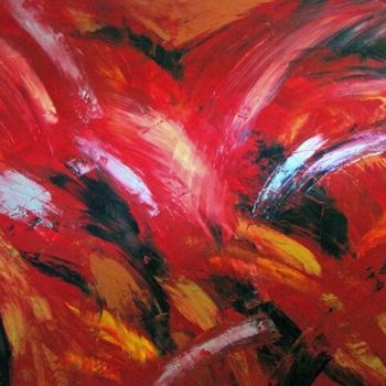 Painting titled "ROUGE2" by K100, Original Artwork, Oil