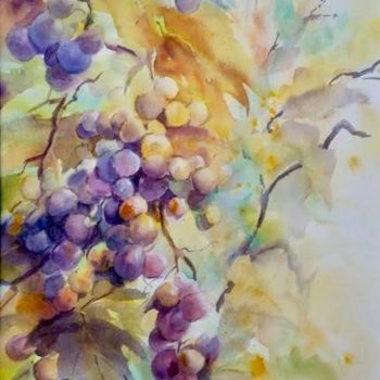Peinture intitulée "Raisins joyeux" par Le Forestier, Œuvre d'art originale, Aquarelle