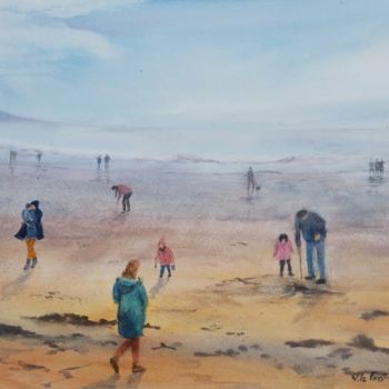 Peinture intitulée "plage de Dinard" par Le Forestier, Œuvre d'art originale, Aquarelle
