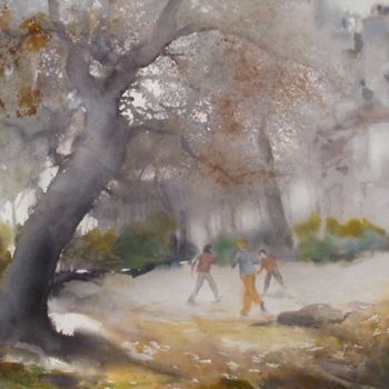 Peinture intitulée "Dans le parc" par Le Forestier, Œuvre d'art originale