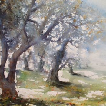 Peinture intitulée "Champ d'oliviers" par Le Forestier, Œuvre d'art originale