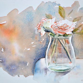 Peinture intitulée "Oeillets" par Le Forestier, Œuvre d'art originale, Aquarelle