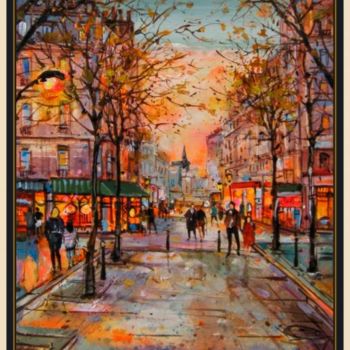 Картина под названием "rue de la republiqu…" - Christophe Cassel, Подлинное произведение искусства, Масло