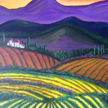 Painting titled "Tuscany Landscape -…" by Cassia Sato, Original Artwork, Acrylic