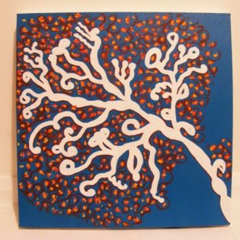 Painting titled "tree at snow" by Cassia, Original Artwork